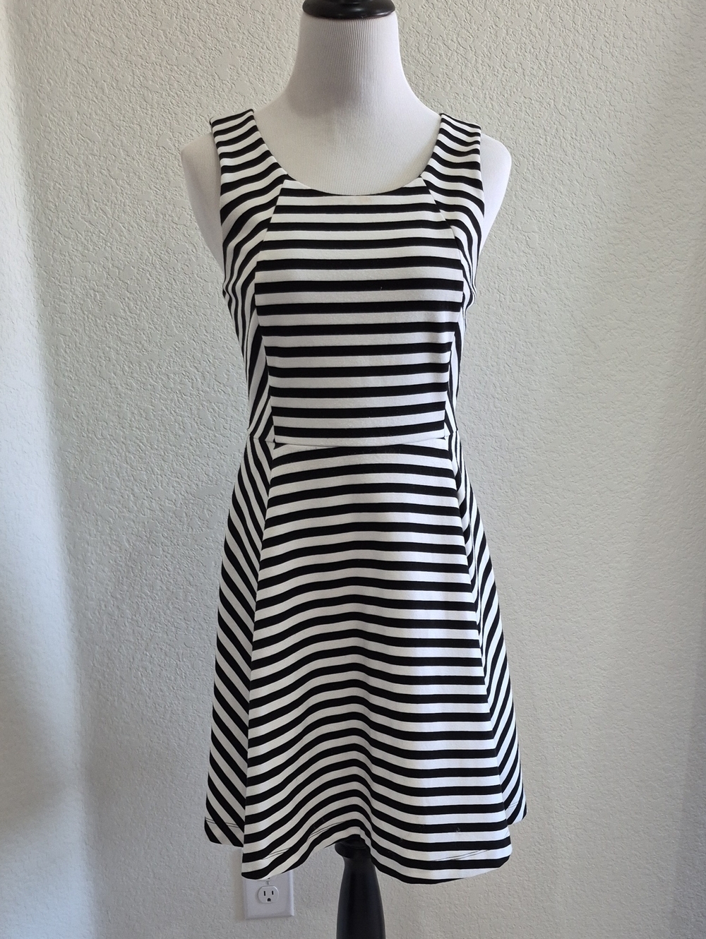 Express Black and White Striped Sleeveless Mini Dress